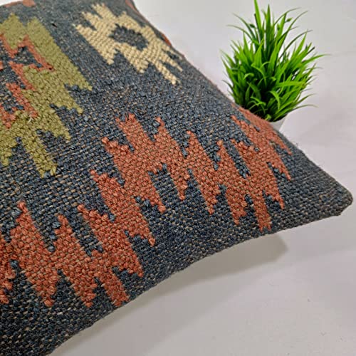 Trade Star 70% Jute 30% Wool Kilim Cushion Cover 18x18 for Sofa Decor - color: Pattern 8