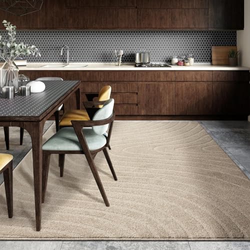 LUXE WEAVERS Modern Geometric Wave Beige 8x10 Area Rug - color: Beige, size: 8' x 10' (Rectangular)