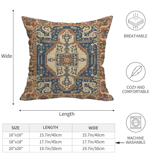 Orange Blue Western Ethnic Boho Throw Pillow Covers 18x18 Set of 2 - color: Blue Orange 1, size: 18" x 18" (Pack of 2)
