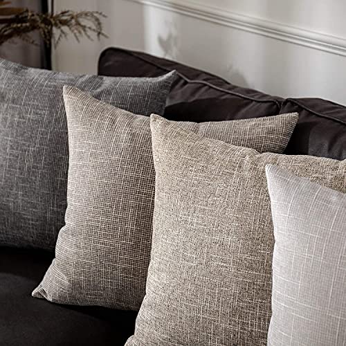 Kevin Textile Pillow Covers Faux Linen Toss Soft Throw Cushion Cases for Couch Sofa Bedroom, Invisible Zipper, 18x18 inches (Set of 2, Sesame Grey) - color: Sesame Grey, size: 18" x 18" (Pack of 2)