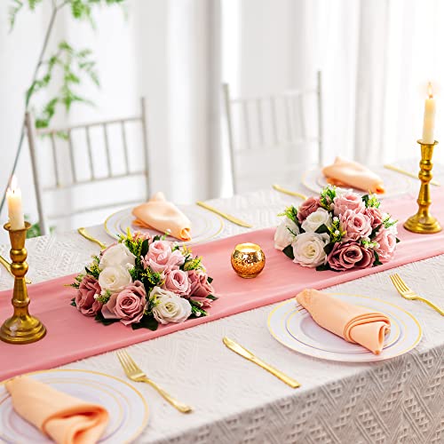 Flower Centerpieces Wedding Tables: Dusty Rose & White, 2 Packs - color: Dusty Rose & White