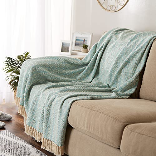 DII Diamond Stitch Woven Throw, Organic Modern, 50 x 60, Aqua - color: Aqua