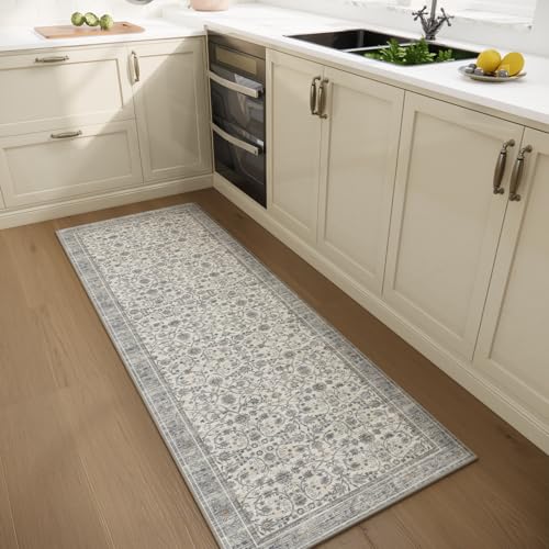 Machine Washable Hallway Runner Rug: 2'x6' Kitchen Rugs - color: Beige/Grey/Multi, size: 2' x 6' (Rectangular)