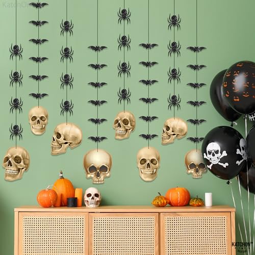 KatchOn Glitter Skull Garland for Halloween, Pack of 8