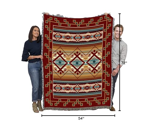 Pure Country Weavers Las Cruces Teal Blanket - Southwest Native American Inspired - Gift Tapestry Throw Woven from Cotton - Made in the USA (72x54) - color: Las Cruces Teal, size: Large