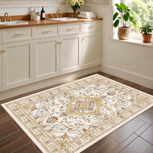 Arenarug 3x5 Washable Area Rug for Bedroom, Khaki Rusty Yellow - color: Khaki Rusty Yellow, size: 3' x 5' (Rectangular)