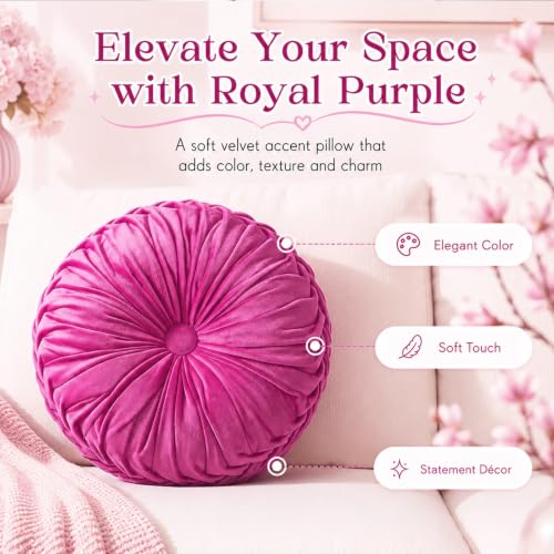 Drydiet 1 Pcs Round Throw Velvet Pillow (Magenta Pink, 15'') - color: Magenta Pink, size: 15''