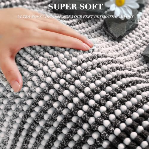 BSICPRO Bathroom Rugs Sets 2 Piece, Non Slip Striped Bath Mats, Gray - color: Grey, size: 20" x 32" Plus 16" x 24"