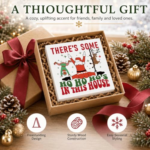 There's Some Ho Ho Ho's in This House Sign, Funny Christmas Wood Box Decor - color: Style 1