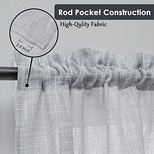 Beda Home Linen Textured Curtain Valance Kitchen Living Room-LtGrey 52Wx18L - color: Light Grey, size: 52"W x 18"L (Pack of 1)