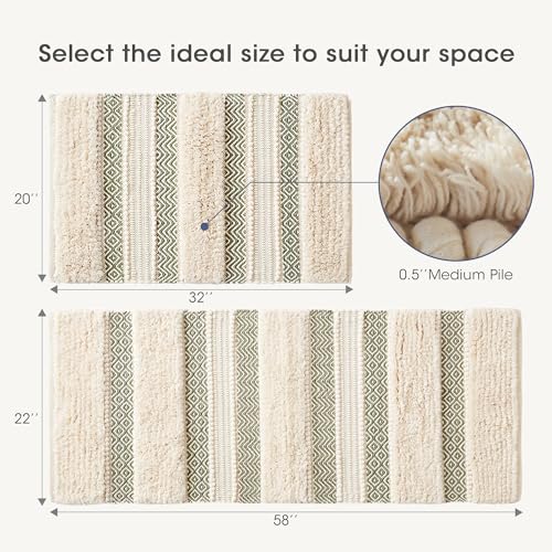 INK+IVY Asher Non-Slip Bath Rug Absorbent Quick Dry, 20 x 32, Sage Green - color: Sage Green, size: 1'8" x 2'8" (Rectangular)
