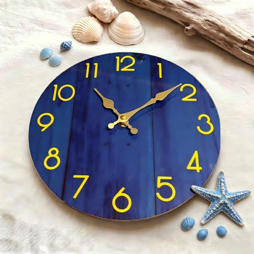 Blue Small Wall Clocks Battery Operated, 8 Inch Silent Wall Clock - size: 8 Inch