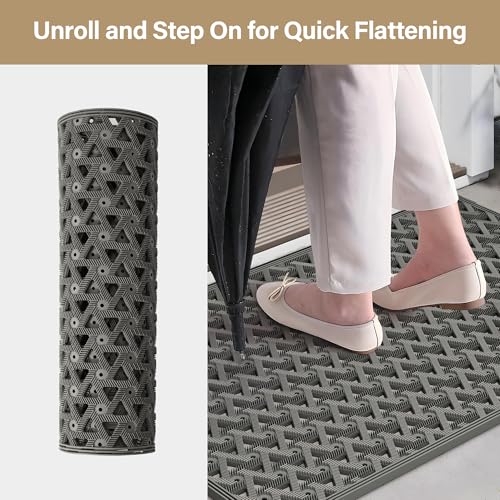 GRANNY SAYS Front Door Mat Indoor Entrance, Entryway Rugs Non Slip Washable, Waterproof Welcome Rubber Door Mat for Outside Entrance, Low Profile Outdoor Mats for Front Door, Grey 19" x 29.5"