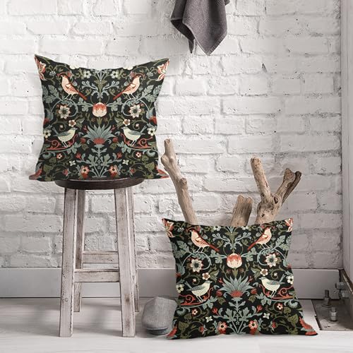 Chinoiserie Floral Bird Colorful Pillow Covers 20X20 in Set of 2 Orange Sage Green Pimpernel Flower Throw Pillow Cases Vintage Art Pillow Covers Modern Home Decor for Couch Patio Sofa Porch - color: Floral Orange Green, size: 20" x 20" (Pack of 2)
