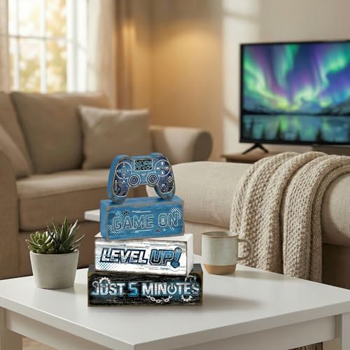 Britimes Tiered Tray Decor Set, 4 Pack, Wooden Table Sign, Gamer Gaming - style: Game