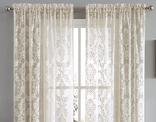Warm Home Designs 54 x 96 Inch Golden Damask Lace Curtains. FI Linen 96 - color: Golden Linen, size: 54"W x 96"L (Pack of 2)