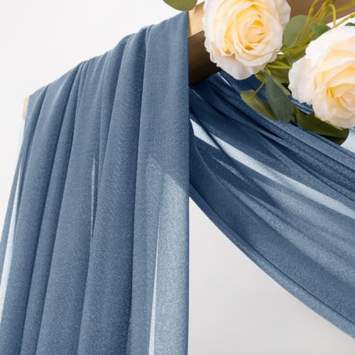 Sheer Gauze Wedding Arch Draping Fabric 29" x 20 FT 4 Panel Dusty Blue - color: Dusty Blue, size: 29"w x 240"l (Pack of 4)