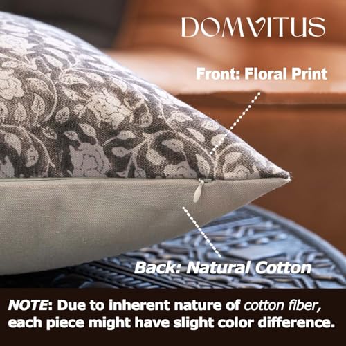 DOMVITUS Floral Pillow Covers, 14x36 Lumbar Pillow Cover, Block Print Pillow Cover, Decorative Neutral Accent Throw Pillow Covers for Bedroom Living Room, 1PC, Taupe - color: Taupe, size: 36" x 14" (Pack of 1)