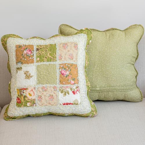 vctops Set of 2 Cotton Quilted Throw Pillow Covers (Patchwork R,18"x18") - color: Patchwork Flower R