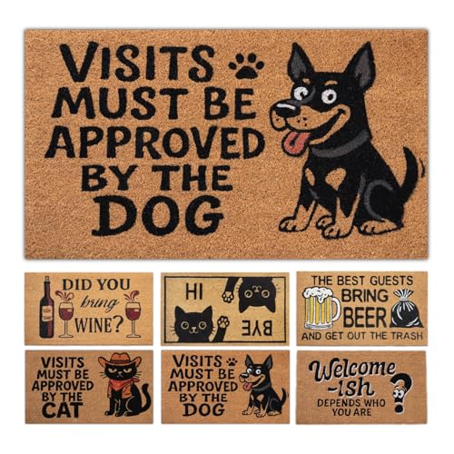 Funny Coir Door Mats Outside and Inside, Dog, 17 x 30 in - color: Dog