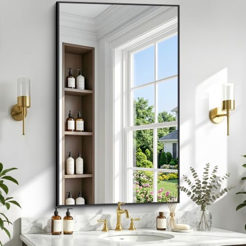 48" x 30" Bathroom Mirror for Wall, Metal Framed Rectangular Vanity Mirror - color: Frame, size: 30"L x 48"W