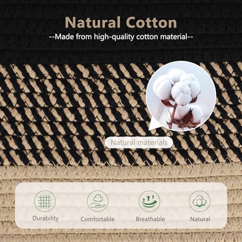 ECDYQXVU 15x10x9 Inch Woven Cotton Rope Storage Basket, 3 Pack - color: Gradient Black/Brown, size: 3 Pack