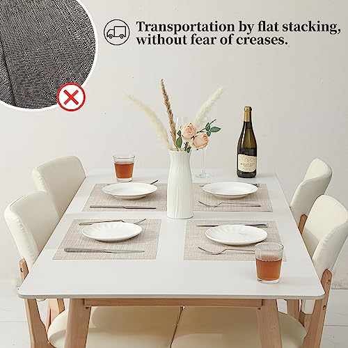 Woven Vinyl Beige Placemats Set of 24, Linen Look & Easy to Clean - color: Beige, size: Set of 24