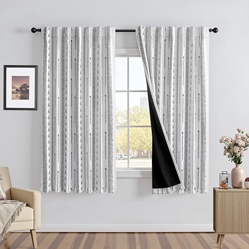 MEETSKY Boho White 95% Blackout Bedroom Curtains 50Wx72L,2 Panels - color: White, size: 50"W x 72"L (Pack of 2)