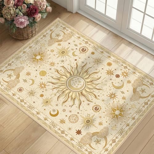 Vacuum-Friendly, 2x3 Washable Area Rug, Beige Camel Brown - color: Beige/Camel/Brown, size: 2' x 3' (Rectangular)