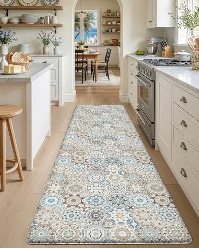 DEXI Kitchen Floor Mats Cushioned Anti Fatigue Runner Rug, 24x87 - color: Light Green, size: 87"L x 24"W x 0.4"Th
