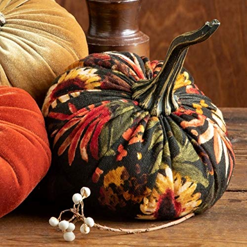 Your Heart's Content Fall Floral 6.25 inch Velvet Pumpkin (Fall Floral) - color: Fall Floral