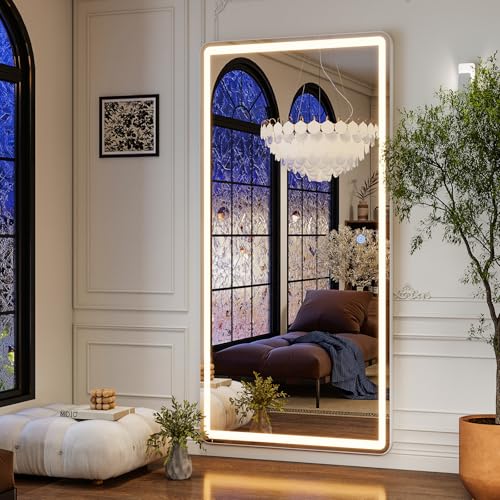 LED Full Length Mirror 71x32 inch Oversized Body Mirrors with Lights - color: Rectangle, size: 71"L x 32"W