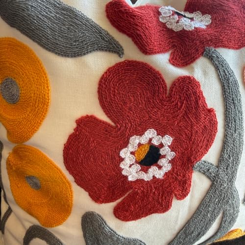 Set of 2 Decorative European Jacquard Vintage Embroidery Stereo Sofa Pillow Covers for Home Decor, Sofa Living Room, Couch, Bed.18x18IN (RED Blossoms) - color: Red Blossoms