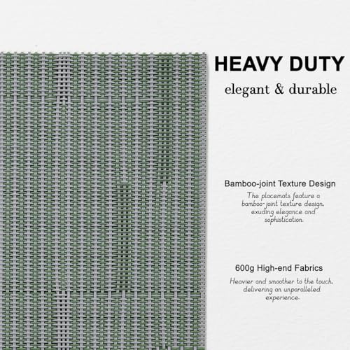 Placemats Set of 4, Vinyl Woven Heat-Resistant Place Mats - color: Gray Sage Green, size: Set of 4