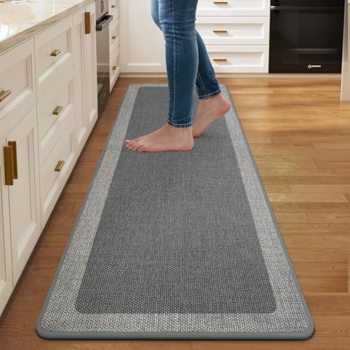 Kitchen Rugs Non Slip Rubber Backing Kitchen Mat 17"x59" Grey - color: Grey, size: 17"x59"