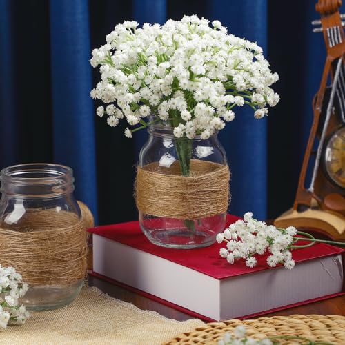 43 Pcs/ 6 Set Babybreath Mason Jar Table Centerpiece Mason Jar Vases - size: Babybreath