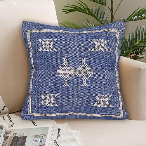 Indian Cotton Cushion Cover Sabra Kilim Pillow Cover Designer Decorative Sofa 18x18 Inche Handwoven Cushion Case for Farmhouse Home Decor Spring Decorative Pillow (Pattern 28) - color: Pattern 28