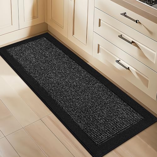 BEQHAUSE Kitchen Runner Rug 24"x60", Non Slip Kitchen Mat Washable, Black - color: Black, size: 24" X 60" (Rectangular)
