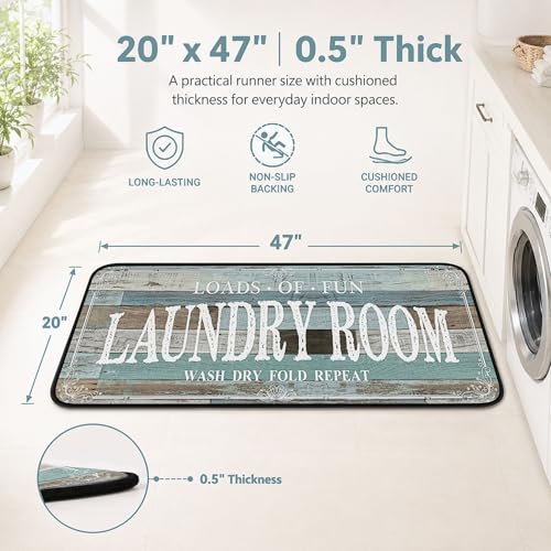 ROMAMIGO Laundry Room Rug Runner Non Slip Laundry Mats Mudroom Runner Bathroom Laundry Room Decor Accessories Farmhouse Kitchen Floor Mat (Wood Grain, 20 X 47 inch) - color: Light Wood Grain