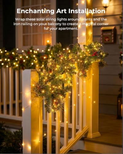 Solar String Lights, 2 Packs Total 66Ft 200 LED Fairy Lights with 8 Modes - color: Warm White, size: 33FT*2Packs