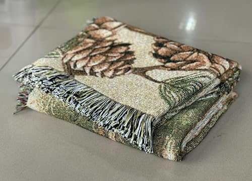 Log Cabin Bear Family Woven Tapestry Throw Blanket 50"x60" - color: Bear Family