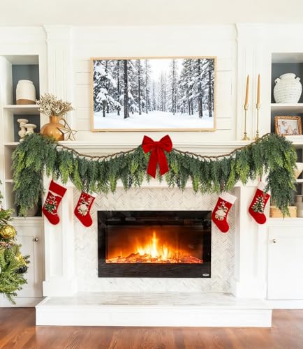 Lvydec Christmas Pine Garland Greenery Decoration, Realistic Cedar Cypress Garland for Holiday Mantel Fireplace Table Centerpiece