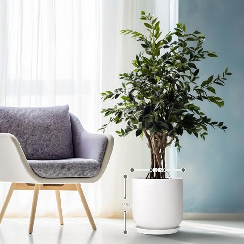 10in Plant Pot,Ceramic Plant pots,Ceramic Planter for Indoor Plants Outdoor,Mid-Century Modern Home Decor, Modern Flower Pot, Large Plant Pot with Drainage Hole and Saucer - size: 10IN