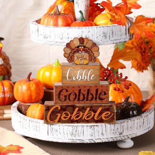 4 Pcs Thanksgiving Decor for Home Turkey Cute Wooden Sign with Sayings - style: Turkey