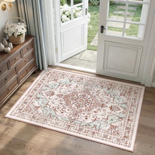 Arenarug 2x3 Washable Entryway Rug, Light Pink Rusty Red - color: Vintage Pink, size: 2' x 3' (Rectangular)