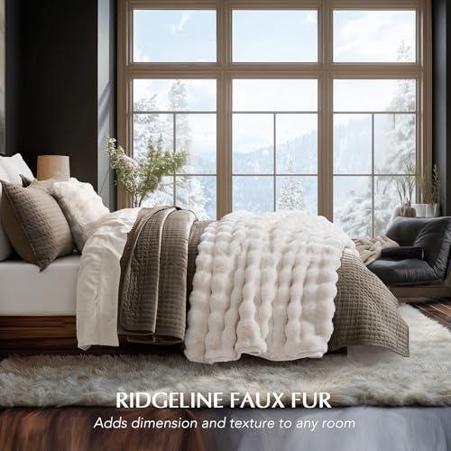EverGrace Faux Rabbit Fur Bubble Throw Blanket, 60"x80", Ivory White - color: Ivory White, size: 60"x80"