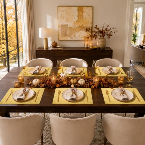 Maxpearl Faux Leather Placemats Set of 6, Easy to Clean, Light Yellow - color: Light Yellow