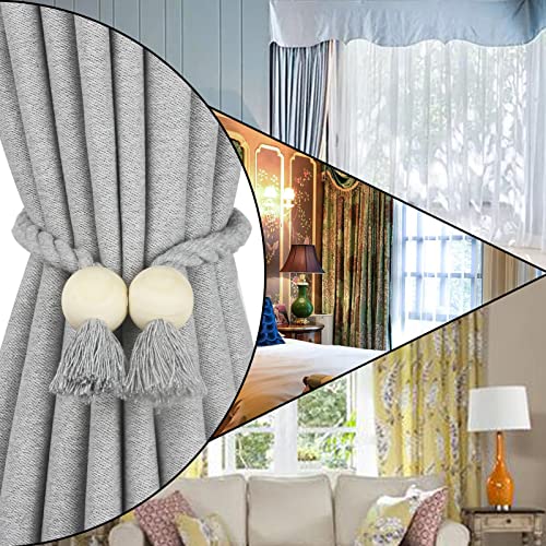 Magnetic Curtain Tiebacks Decorative Tie Back Drapes Holdbacks Nieffeiy - color: Grey