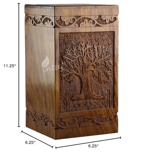 Tree of Life Wooden Urn for Human Ashes, X-Large 250 Cu in, Rosewood - color: Rosewood Tree of Life, size: X-Large (250 cu in)