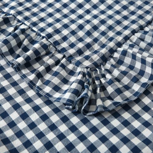 Silnuo Navy Blue/White Gingham Plaid Ruffled Body Pillow Cover 20"x54" - color: Navy Blue Plaid, size: Body Pillow (20" x 54") - 1 Piece